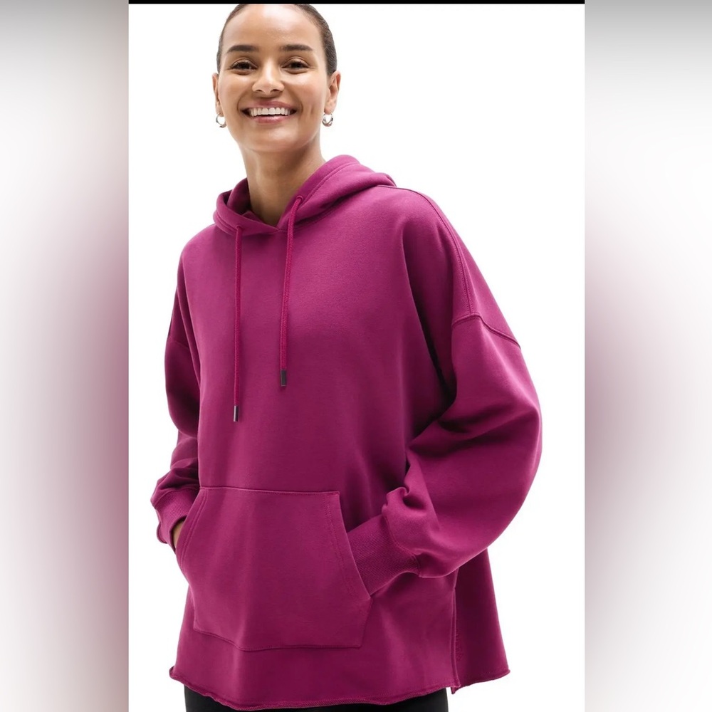 NWT Athleta Heavyweight Terry Oversized Wildberry Hoodie Size  Small. (#764221)